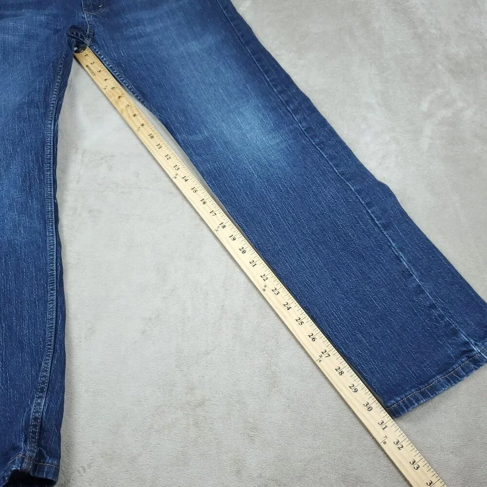 Levis 505 Jeans Mens 34x32 Blue Medium Wash Straight Stretch Zip Fly Denim